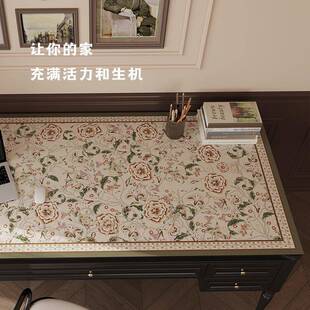 美式桌餐垫奢QEH高级感田皮革防油防水餐桌轻垫边柜写字桌园风茶