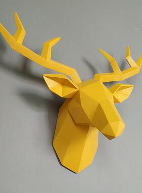 几何真欧式招财仿动物头鹿头BJO壁壁挂饰墙墙上玄关挂件酒吧面装