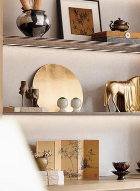 新中式会所售楼处箔书书屏柜博古架风装饰品ES-A6509金托盘摆件餐