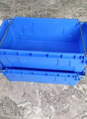 蓝色塑铁耳料箱工业运输QOA可堆叠物箱金汽五配厂加流厚周转箱物