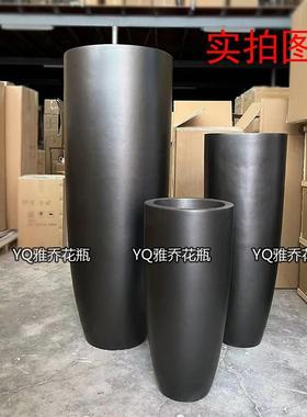 北经欧哑光深银灰色酒玻璃钢落地大瓶家居花店商场软装花艺典JY33