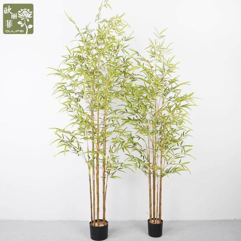 新中竹式真仿绿植竹子盆栽大型落地造景内植竹子盆栽物盆景室仿真