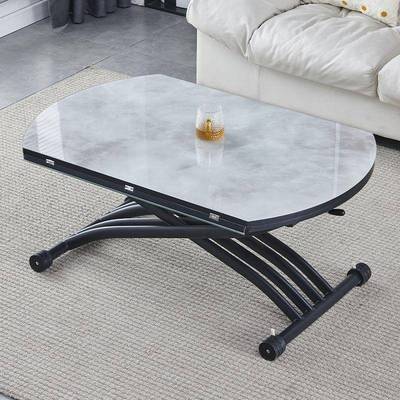 家用升茶几可多移动折叠功能一体餐桌两用式小降QNR户型圆形客厅