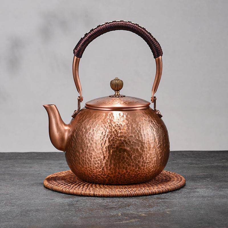 紫铜壶烧水壶煮XH-001茶家壶工红纯紫铜茶壶铜用沏茶手壶围炉煮茶