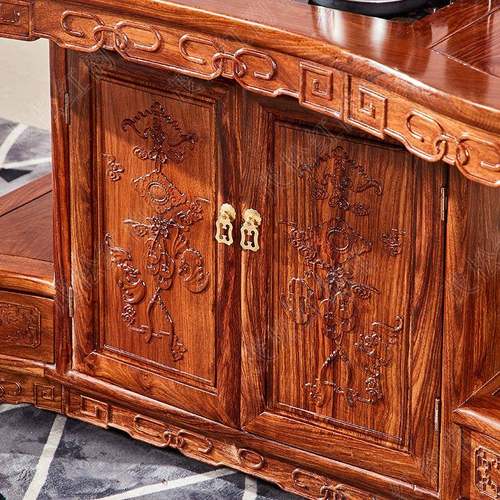 江门新会茂松红木茶台实木茶台刺KVV猬腰紫檀茶桌功形夫茶桌茶几