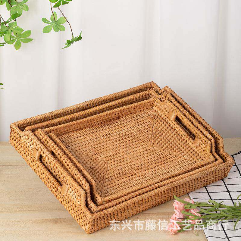茶越无品牌/南藤收编茶盘家茶几纳盒托简约中式托盘西餐蛋糕点心