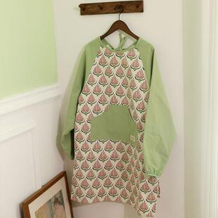 罩衣冬A原创家季外围纯值棉高颜家用厨房防泼水防污穿加长款带袖