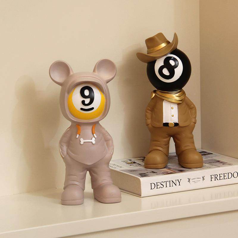 馆黑八台球厅俱乐部玄摆关装饰创意品件L-020九号台球小子桌球开