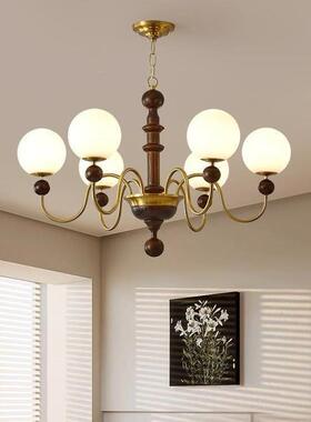 法式中古复风客厅主灯大气胡桃木色餐厅64364灯式美古吊卧室护眼
