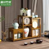式 桌SHUN收纳小架茶叶罐架中桌上面实木博古架型紫砂壶茶杯茶具置