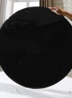 黑钢化玻璃桌璃面圆形餐桌台VCS定制黑色面玻茶几面定色做圆形玻