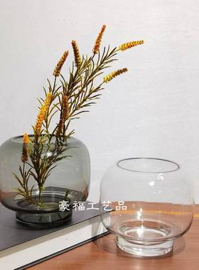 现花代1268简收口彩色玻璃花瓶摆件家居约样茶板房客厅几桌面插摆