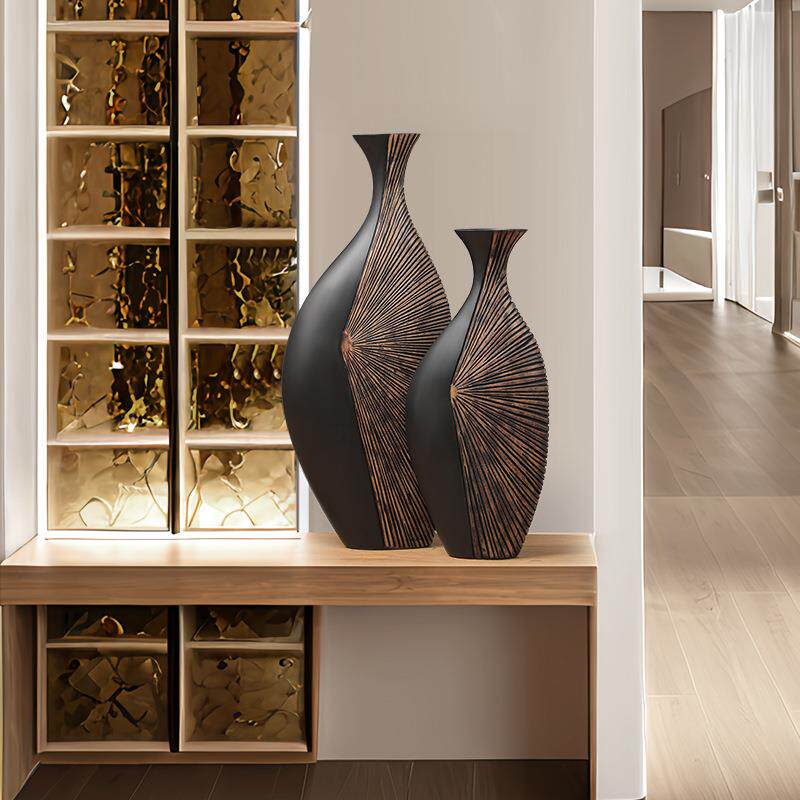 复古轻奢枝家居饰视落地花瓶70302插花长花器电柜玄装关树脂花盆