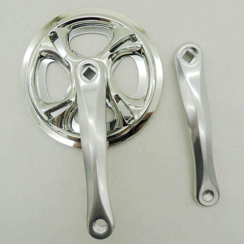 42齿175mm折叠行车牙盘36自铝合金方孔曲柄极银阳色单护盘