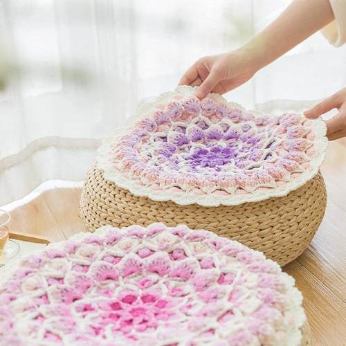 陀苏苏姐毛家生曼命之花罗坐垫diy钩针UFP编织秋冬线团材料包