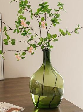 北欧简渐设变大绿色吊钟肚玻璃花绿色吊钟花瓶客厅餐约厅陈居家插