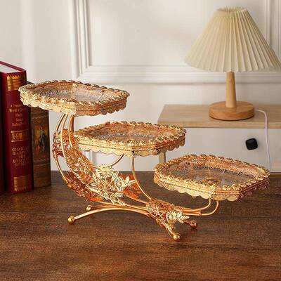 欧式尚无品牌/创意三层水果盘高档盘轻奢家用大客厅干果果酒店时