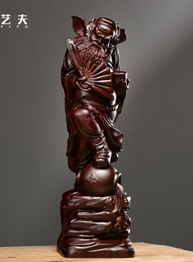 黑檀木雕天师钟馗神像摆件实木质家居客厅玄关装饰摆设红木工艺品