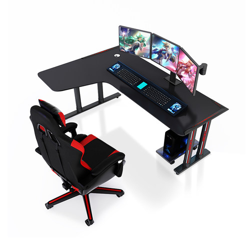 转角式电脑桌台式电竞桌椅套装游戏拐角双人家用卧室L型大书桌子