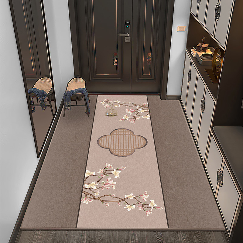 柔软短绒地毯入户地垫中式玄关防滑客厅耐脏吸水高端奢华家用垫子