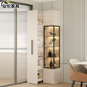 奶油风餐边柜酒柜一体靠墙高柜边柜角柜夹缝柜墙角展示柜家用3S39