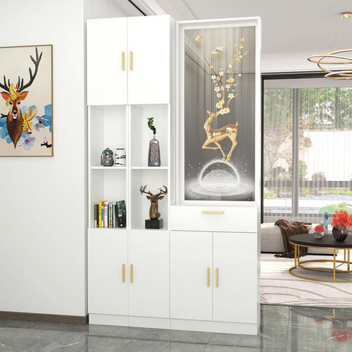 简约现代屏风隔断入户客厅实木正对大门现代简约双面玄关柜子一体