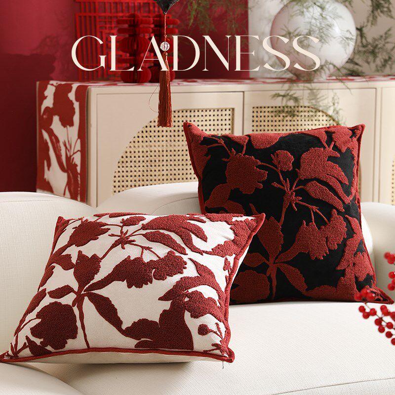 馨生活璞悦 结婚红色抱枕沙发客厅靠枕靠垫婚房布置床上可拆洗