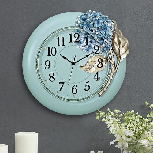 欧式创意紫阳花时钟简约静音挂钟客厅摇摆钟挂表装饰石英钟表家用