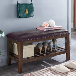 换鞋凳软包坐垫入户门穿鞋凳衣帽间长条凳实木鞋凳门口换鞋坐凳