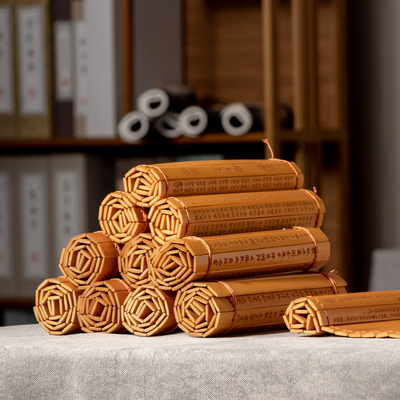 中式竹简书古风摆件家居饰品办公桌面装饰品书架创意礼品竹编道具