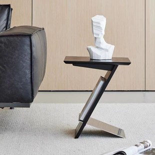 现代简约设计师书报杂志架极简床头柜Z字型边几窄小茶几角几