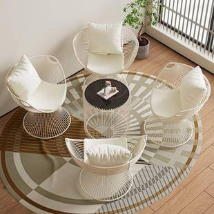 网红奶油风单沙发椅设计师轻奢客VFV人厅接洽闲谈桌阳台休桌椅三