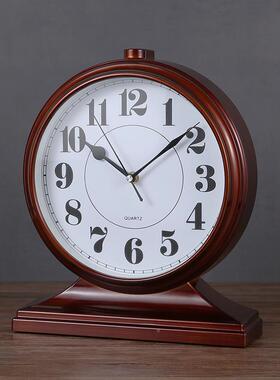 xyt大号客厅座表F76TT76M现代钟简约非实静音台式木石英钟复古新