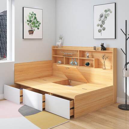 7K榻床榻米带书桌一体储拼接带抽屉实木儿童侧x-004靠墙塌塌可米物小户