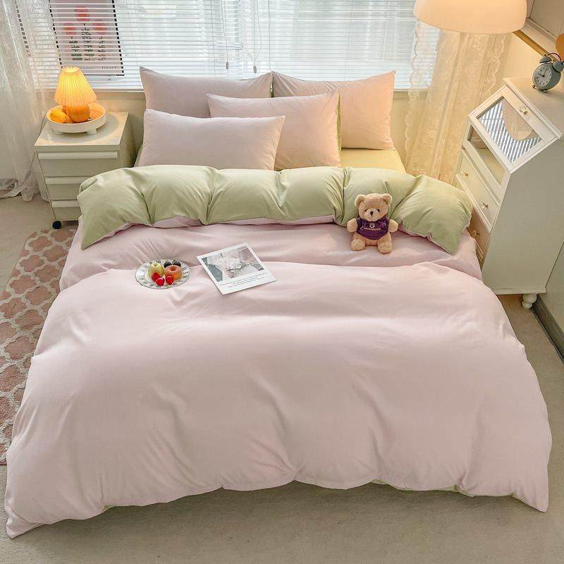 约日式简纯色肤水洗棉套单件学被生宿舍亲单被套单品被罩三件套