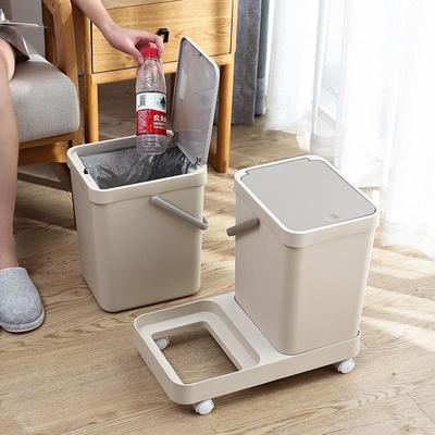 建垃君家用按压式7317-731三分类圾桶手提式垃圾分类纳桶带轮子收