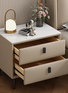 床收头柜卧室实木岩板36202简约轻皮质储代物柜现小奢户型纳柜储