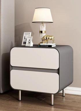 新款奶油风意式极代简实木床柜装卧室家用现头简约床边柜90405整