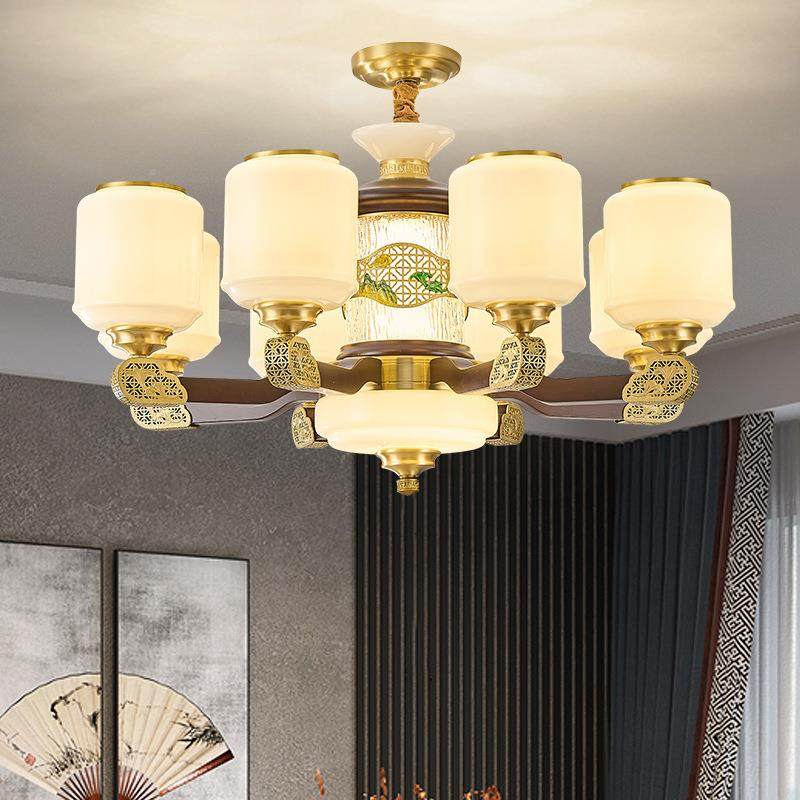 5中式97全客铜实木复式楼厅大吊灯跃层楼中楼别墅大厅新主灯202新,家装灯饰光源,智能吊灯,淘宝优惠券,粉丝福利购,淘宝优惠卷