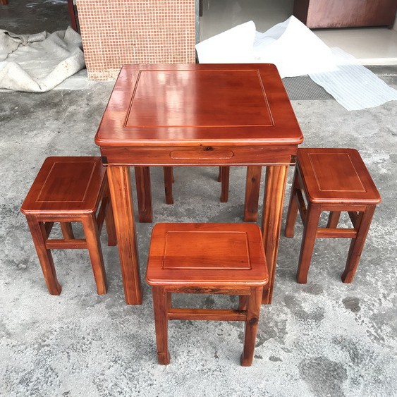 商用仿古实木四方餐桌椅