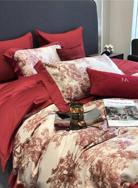 轻奢棉婚庆120支长绒棉四套四季款棉纯结婚红色喜全被MLC--120床