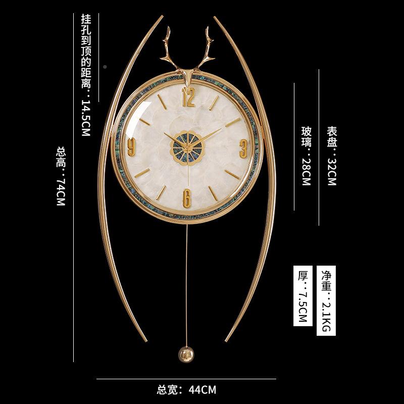 现代玄轻钟家用客厅奢装饰壁钟创意静音石英钟高端AMO时尚关表挂