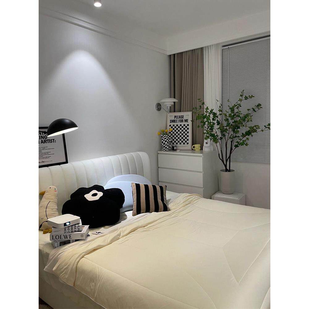 床现床代简约奶油风床轻包奢双人主卧1.8大软网RWB红科技布床床婚