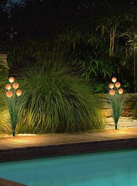 电led毛毛灯串雪绒球彩灯灯户外接草坪插地庭院装87478饰亮球化灯