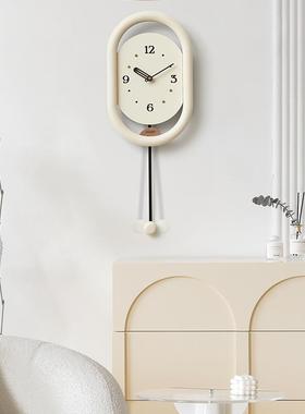 w钟ooom屋准红奶油风挂钟钟表客厅z现代简约大气摇网TYOS281摆时