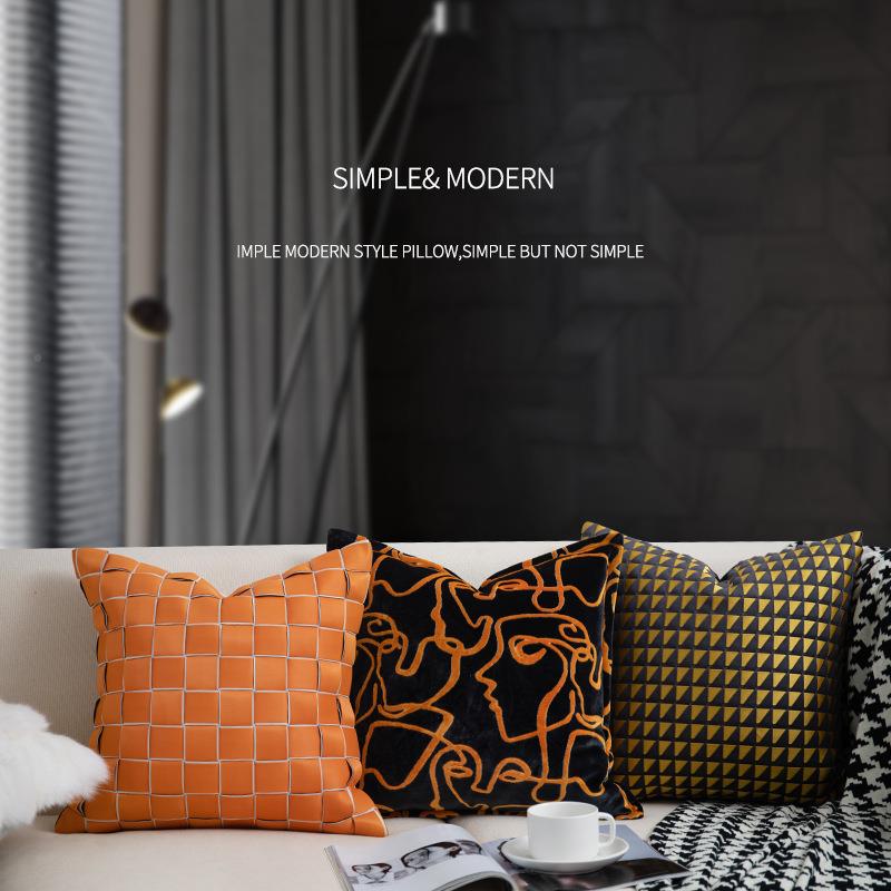 橘色编织酒抱JY618-JY枕简高搭系列轻奢档沙店发样板间抱枕靠枕套