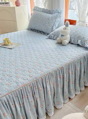 床裙笠2件0单25新款带裙边床件防滑床F5M7TMM6垫保护罩夹棉床罩床