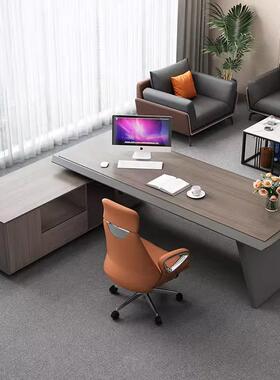 现代简约老板总裁办公公桌桌1人位公家具桌椅文件柜办FC-LB123全