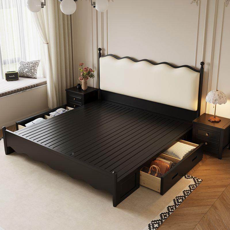 法1式极木简复古黑色实床1.5美式包床现代简软约.8主见详情卧双人