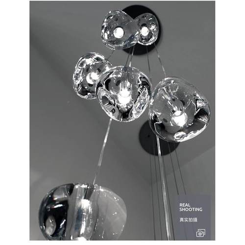 楼梯阶梯轻灯奢水灯餐客厅楼厅梯11灯长吊灯晶现代简约创意个性多